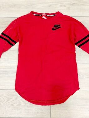 Nike Red 3/4 Sleeve Graphic Tee Jus Do It Logo Streetwear Athletic Shirt Y2K
